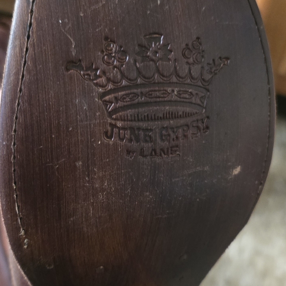 Red and Brown Lace Up Boots with Distressed Leather - Picture 6 of 8